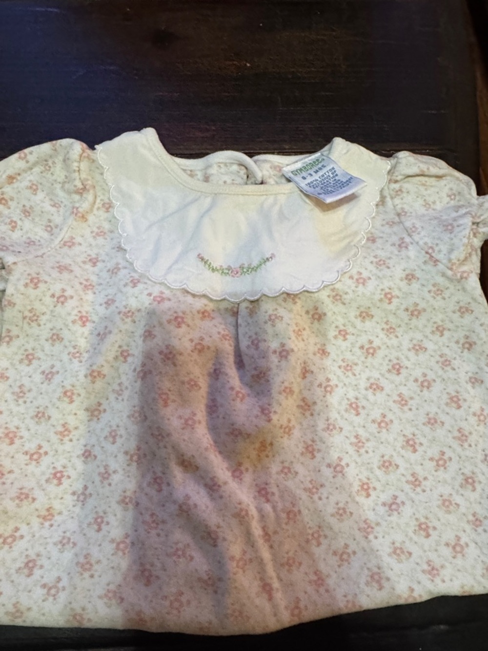 Vintage Gymboree Cream and Pink Floral One-Piece 0-3 M